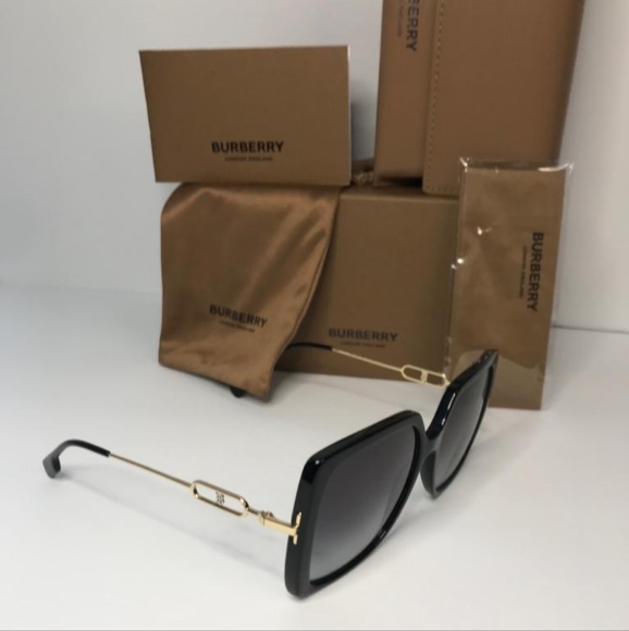 💯 Originl Burberry Luna Gray Gradient Square Ladies Sunglasses BE4332F 30018G - Picture 11 of 17